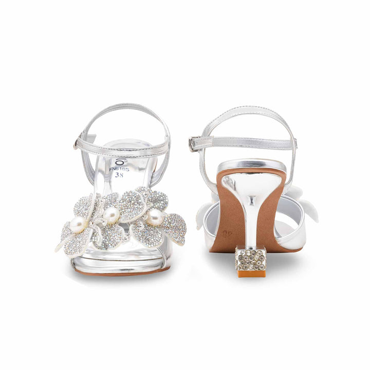 Silver Fancy Sandal For Women FN6185