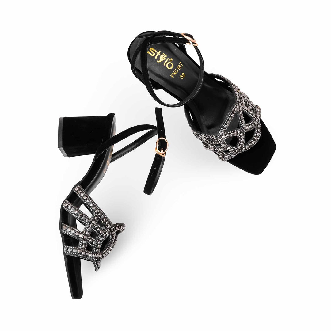Black Fancy Sandal For Women FN6187