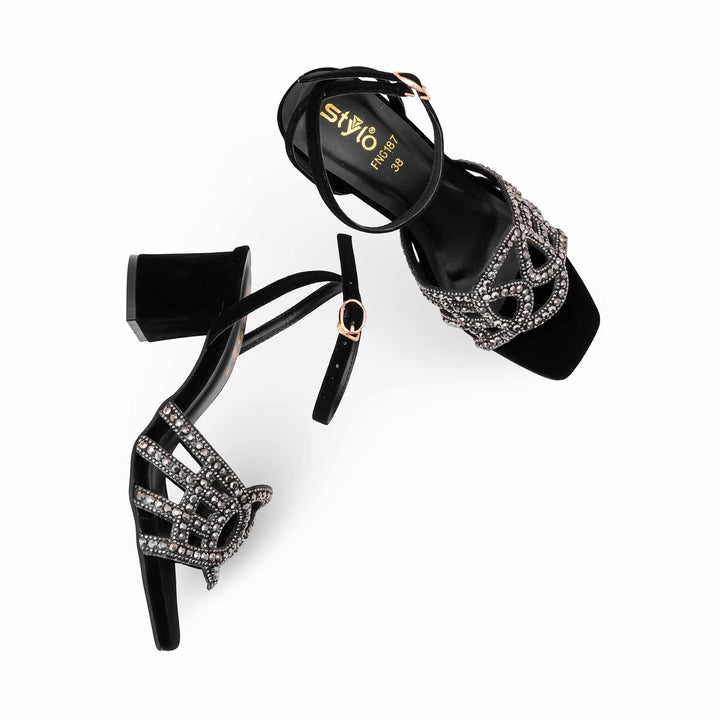 Black Fancy Sandal For Women FN6187