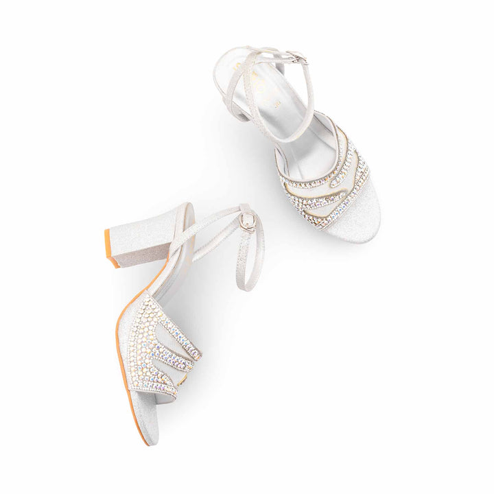 Silver Fancy Sandal For Women FN6188