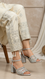 Silver Fancy Sandal For Women FN6188