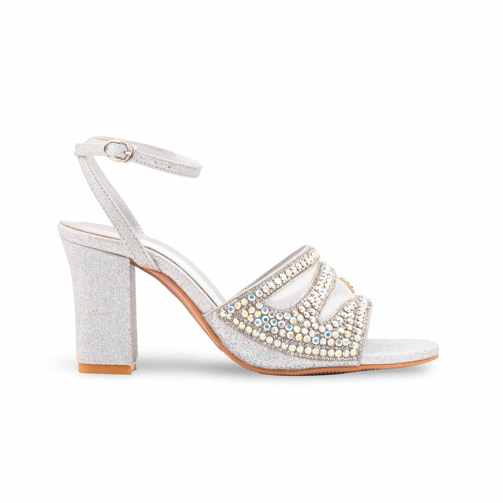 Silver Fancy Sandal For Women FN6188