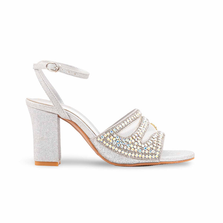 Silver Fancy Sandal For Women FN6188