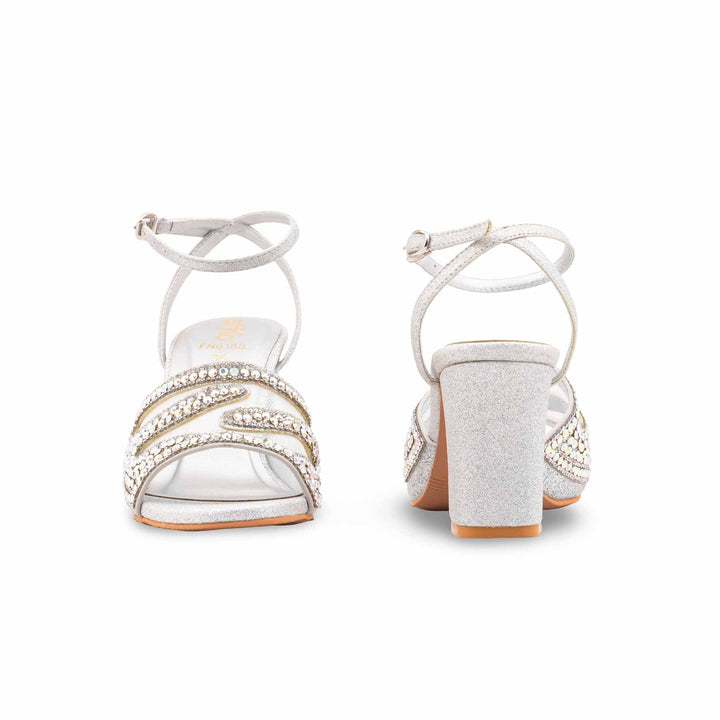 Silver Fancy Sandal For Women FN6188