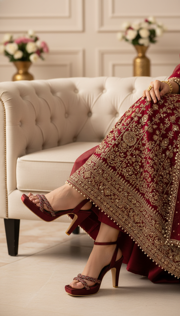 Maroon Fancy Bridal Sandal FN6193