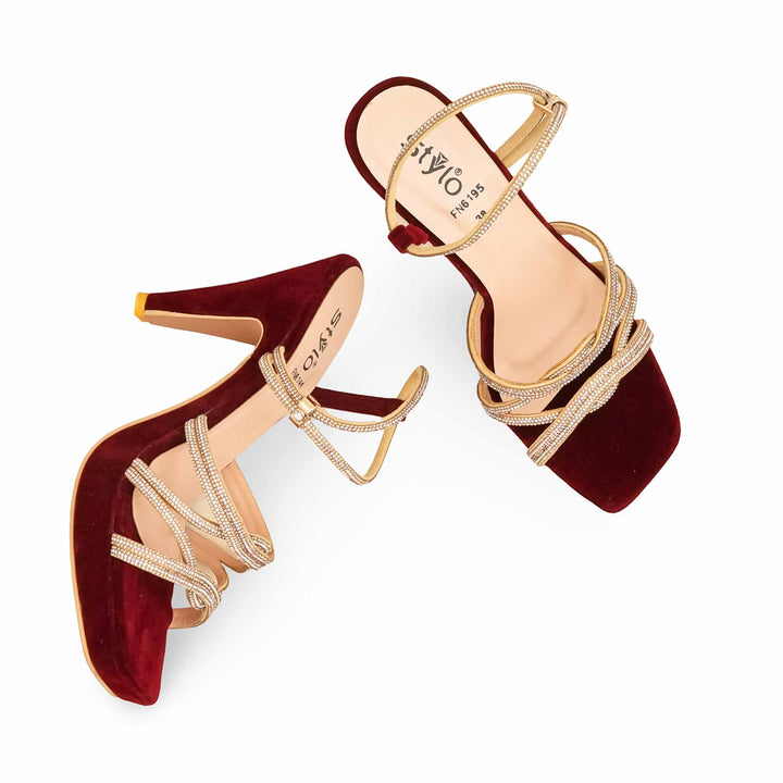 Maroon Fancy Bridal Sandal FN6195