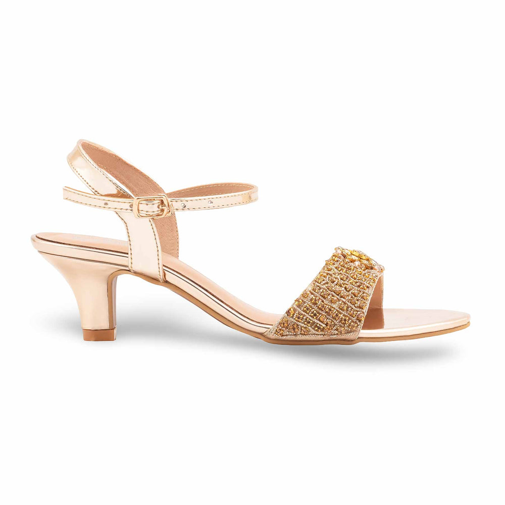 Golden Fancy Sandal For Women FN6205