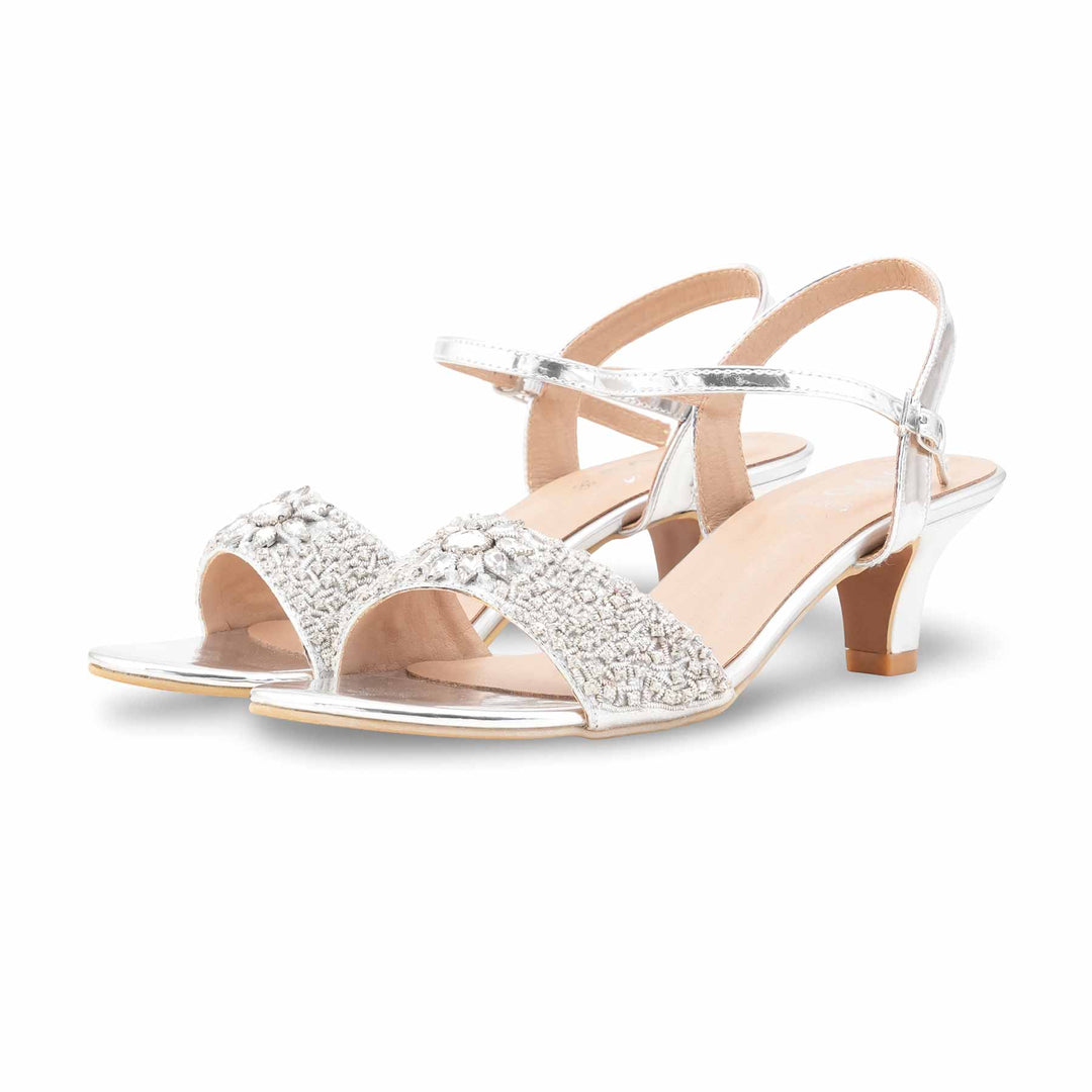 Silver Fancy Sandal For Ladies FN6205