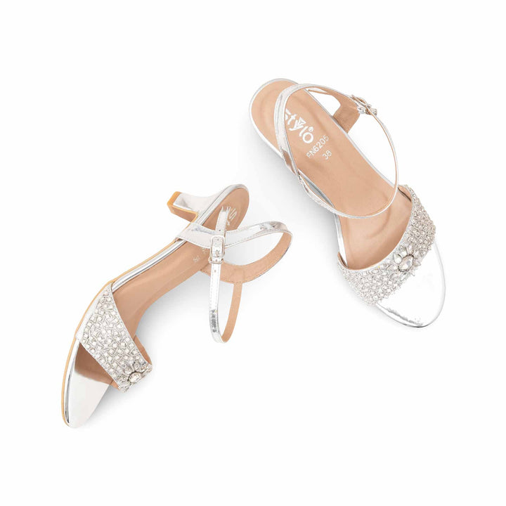 Silver Fancy Sandal For Ladies FN6205