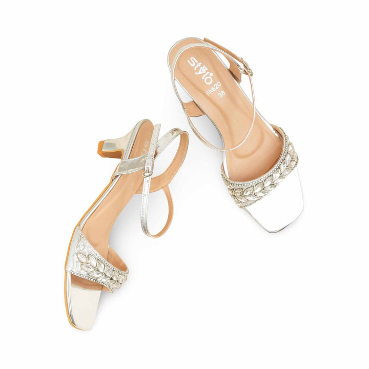 Silver Fancy Sandal For Ladies FN6207