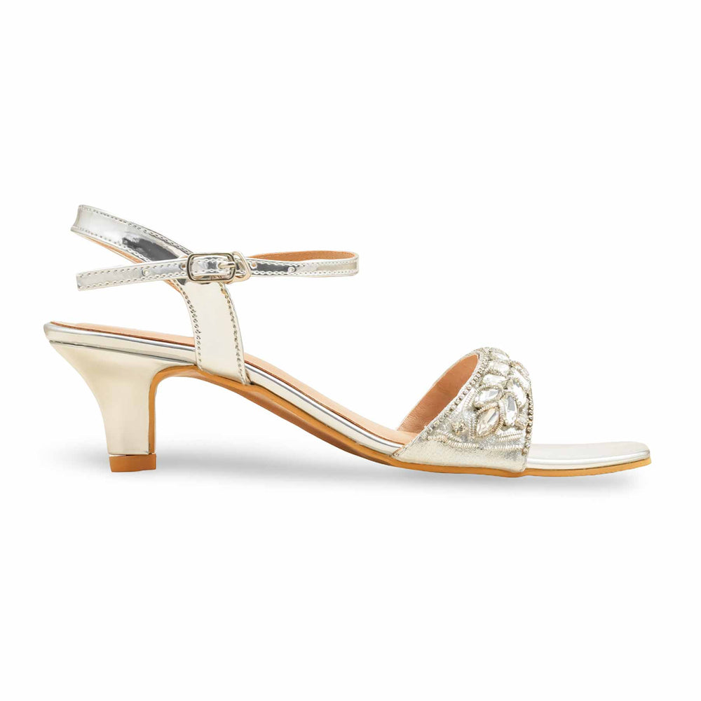 Silver Fancy Sandal For Ladies FN6207