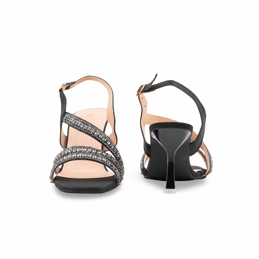 Black Fancy Sandal For Women FN6208