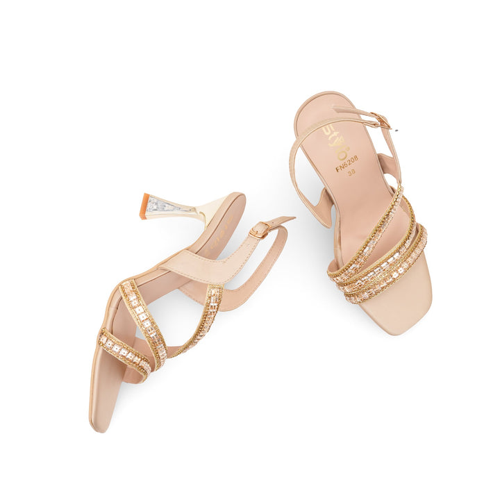 Golden Fancy Sandal For Ladies FN6208