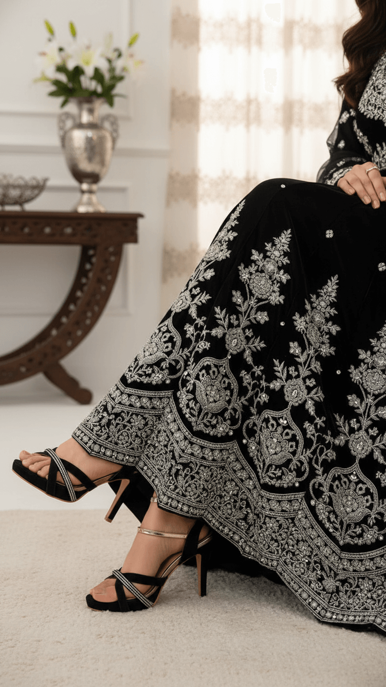 Black Fancy Bridal Sandal FN6220