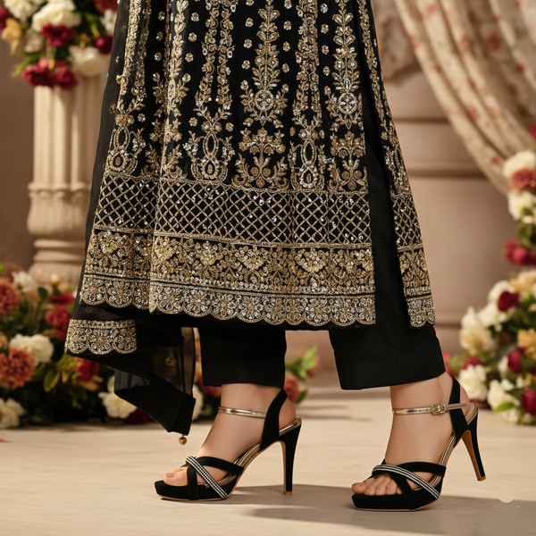 Black Fancy Bridal Sandal FN6220