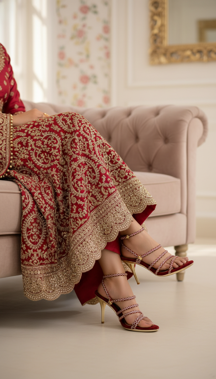 Maroon Fancy Bridal Sandal FN6224