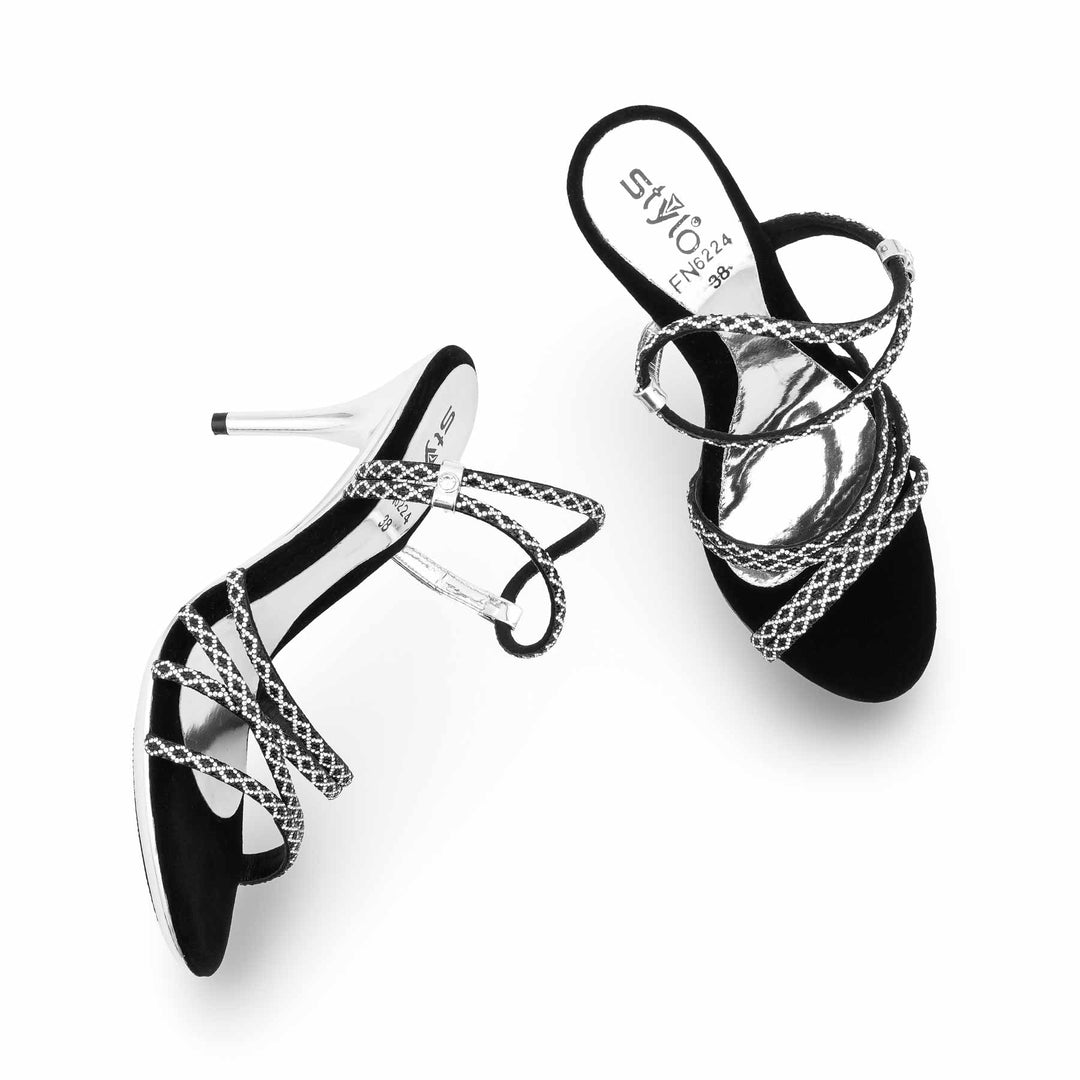 Black Fancy Bridal Sandal FN6224