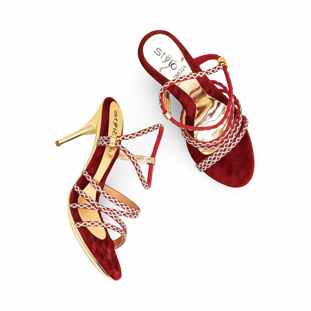 Maroon Fancy Bridal Sandal FN6224