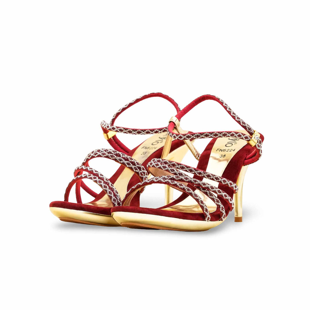 Maroon Fancy Bridal Sandal FN6224