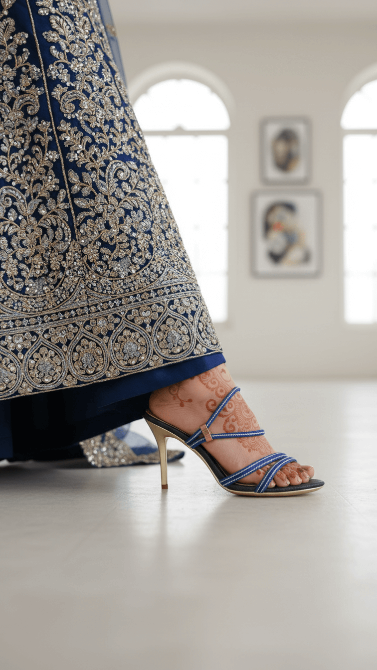 Navy Fancy Bridal Sandal FN6225