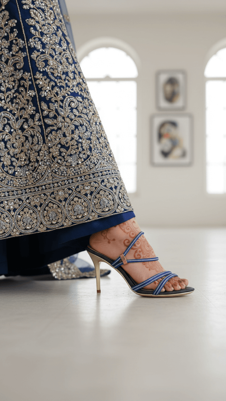 Navy Fancy Bridal Sandal FN6225