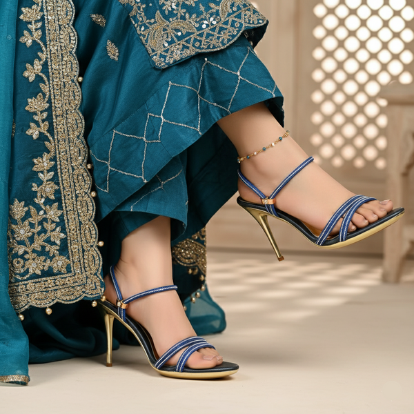 Navy Fancy Bridal Sandal FN6225