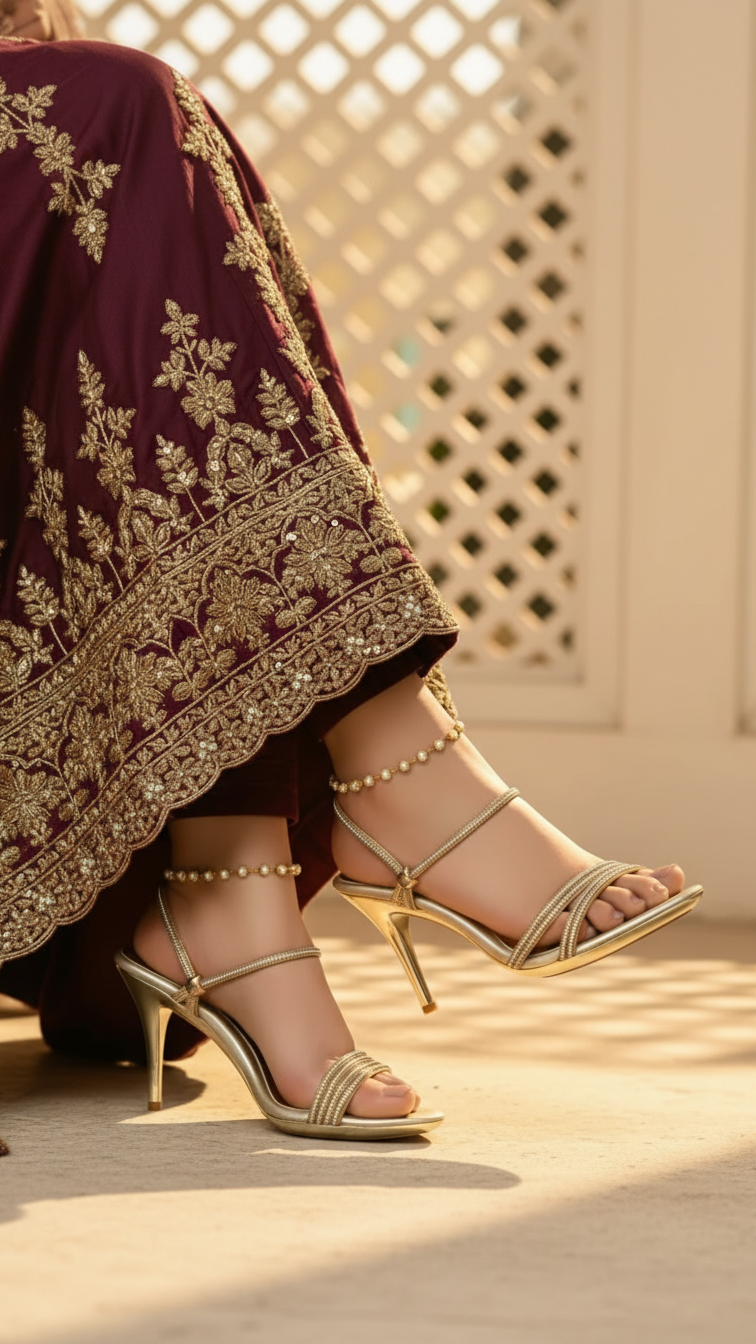 Golden Fancy Bridal Sandal FN6225