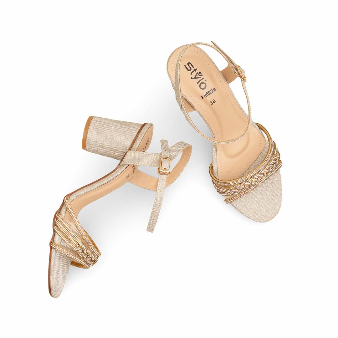 Golden Fancy Sandal For Ladies FN6228