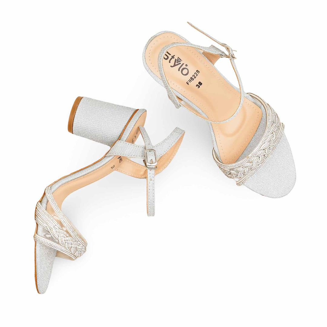 Silver Fancy Sandal For Ladies FN6228