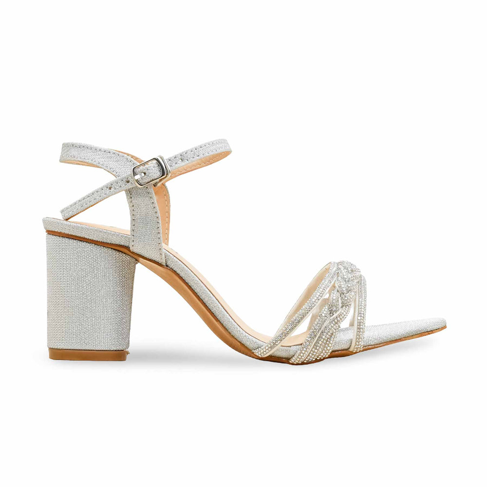 Silver Fancy Sandal For Ladies FN6228