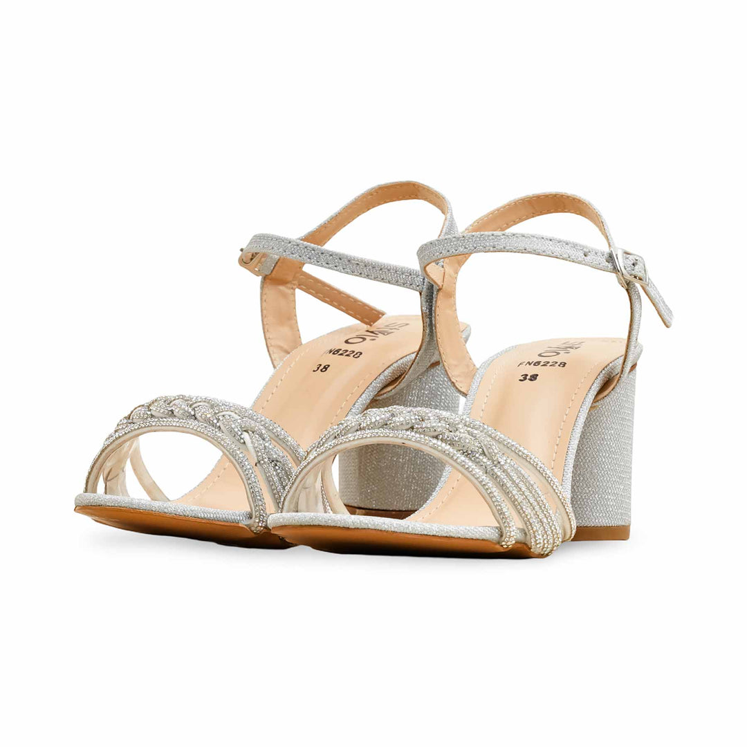 Silver Fancy Sandal For Ladies FN6228