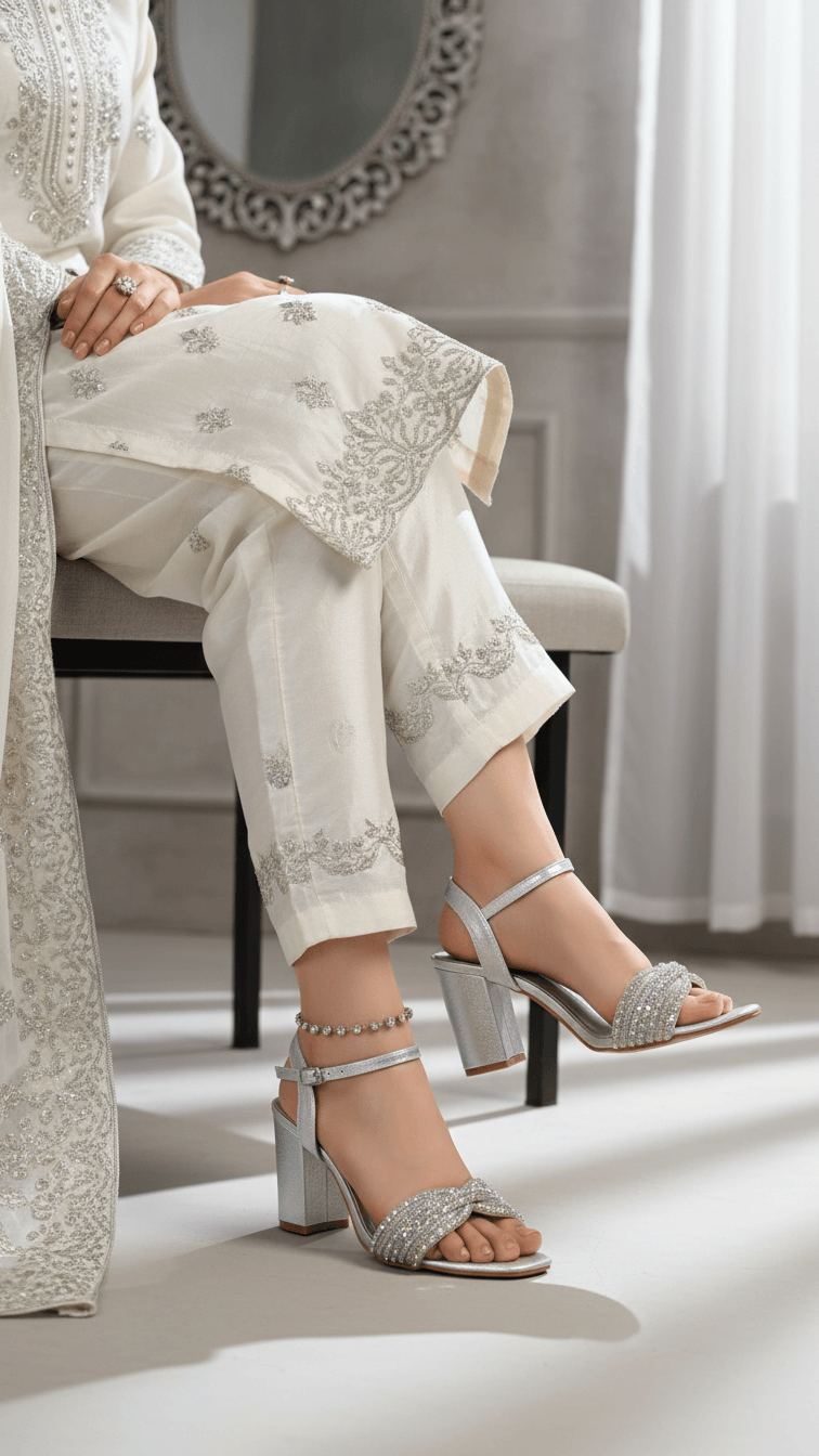 Silver Fancy Sandal For Ladies FN6229