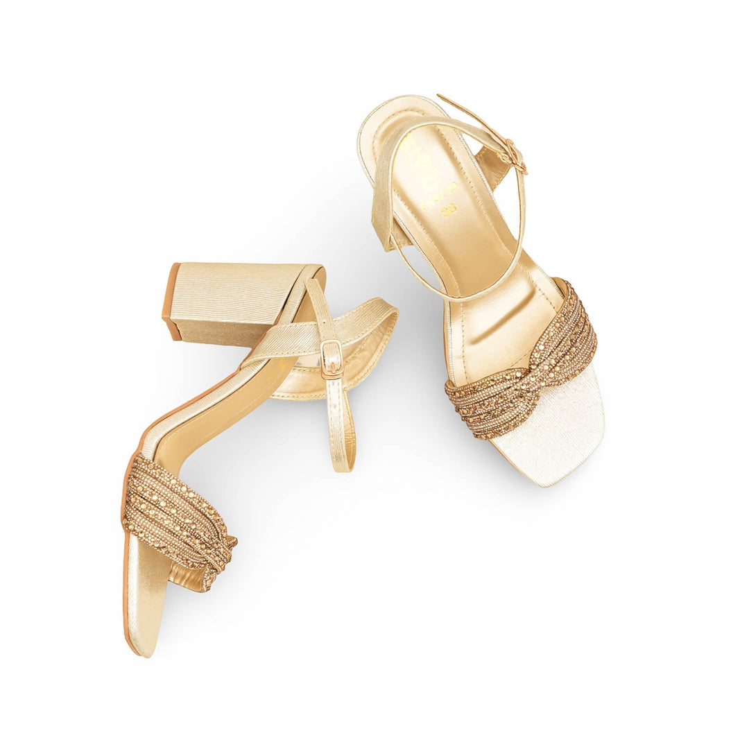 Golden Fancy Sandal For Ladies FN6229