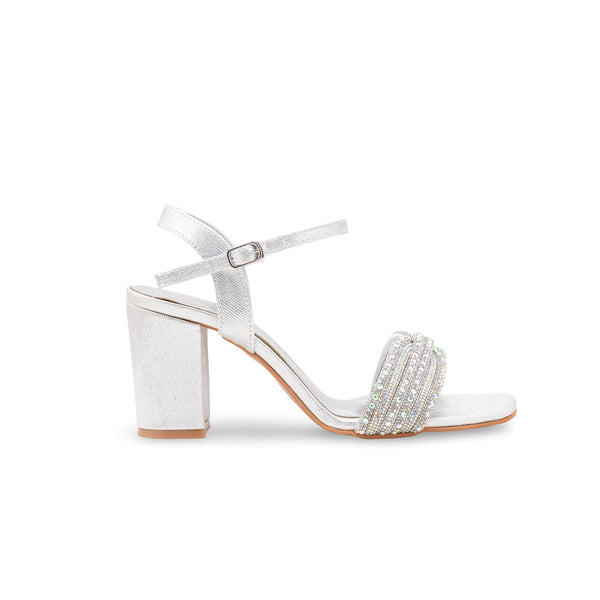 Silver Fancy Sandal For Ladies FN6229