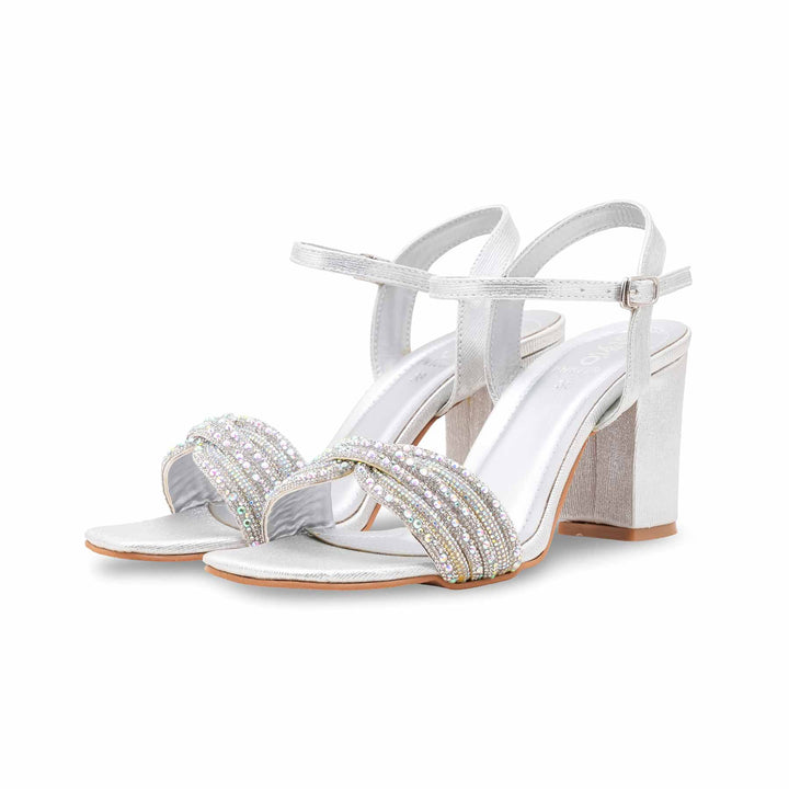 Silver Fancy Sandal For Ladies FN6229