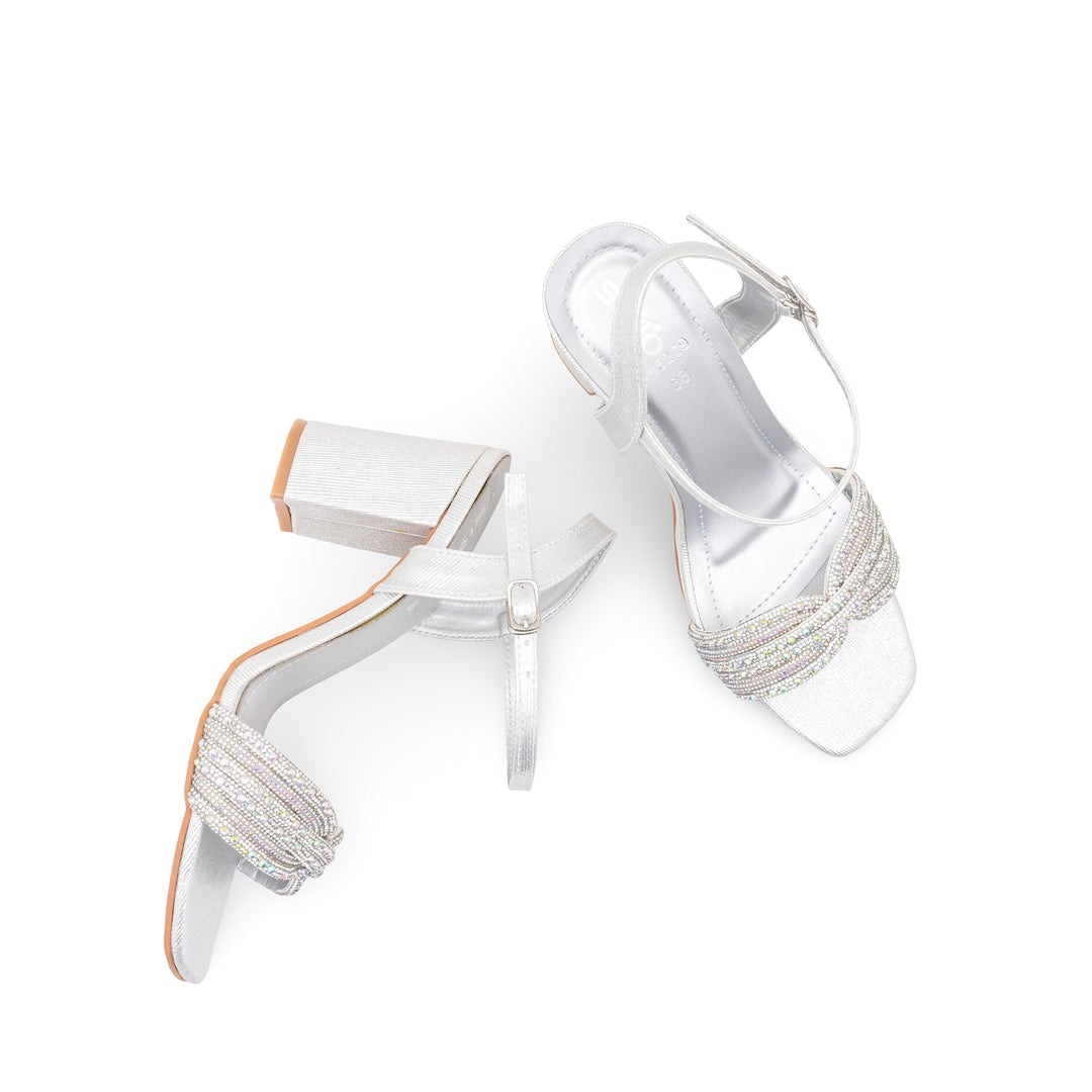 Silver Fancy Sandal For Ladies FN6229