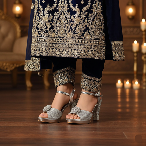 Silver Fancy Bridal Sandal FN6232