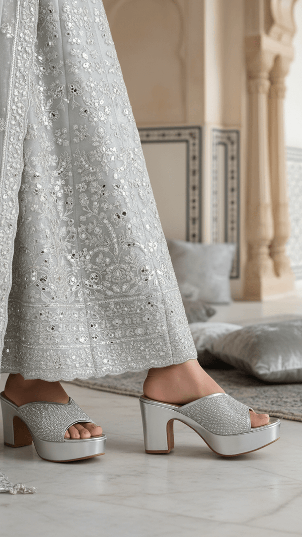 Silver Fancy Bridal Sandal FN6234