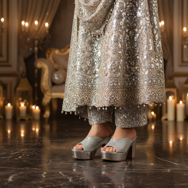 Silver Fancy Bridal Sandal FN6234