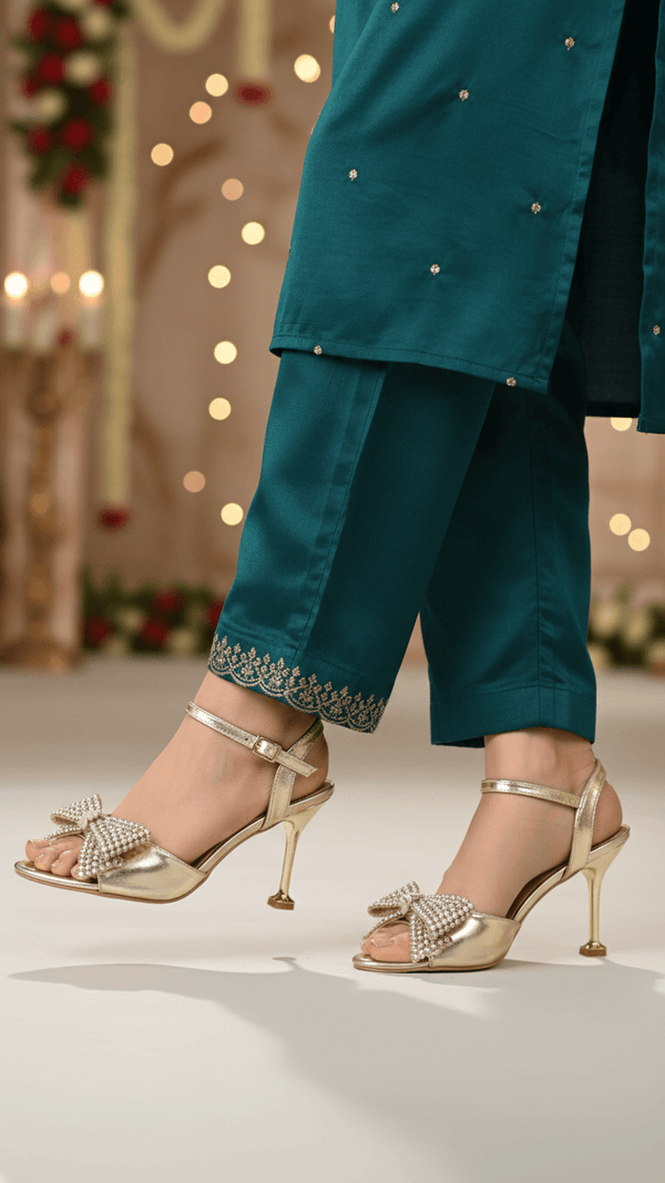 Golden Fancy Sandal For Women FN6236