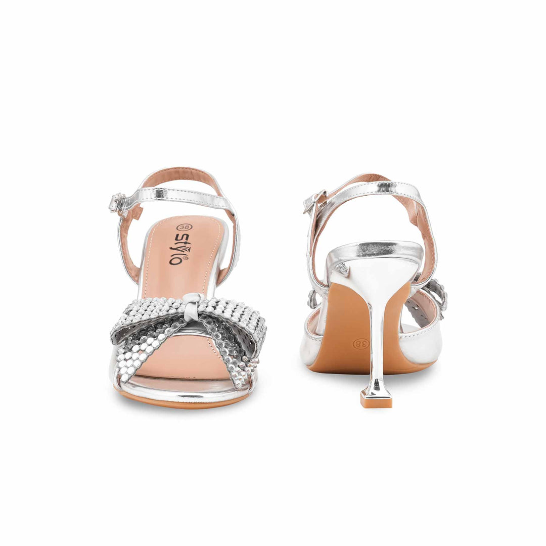 Silver Fancy Sandal For Women FN6236
