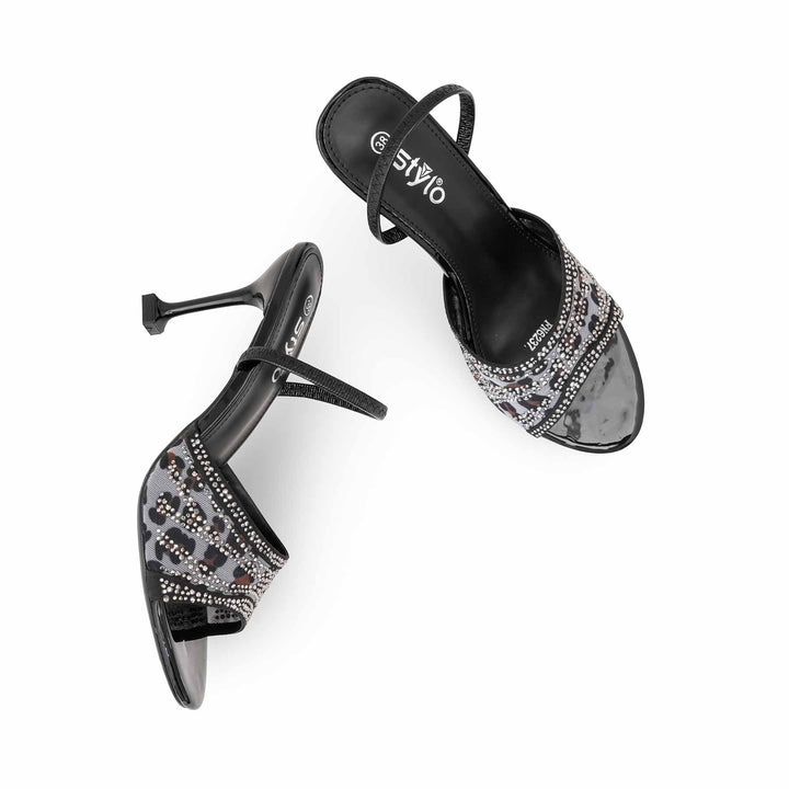 Black Fancy Sandal For Ladies FN6237