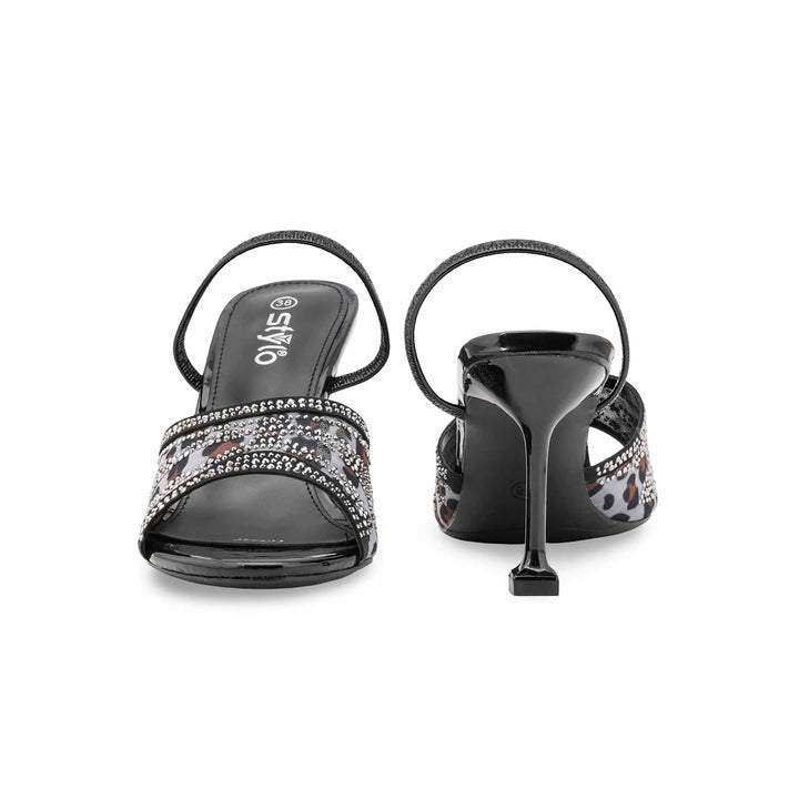 Black Fancy Sandal For Ladies FN6237