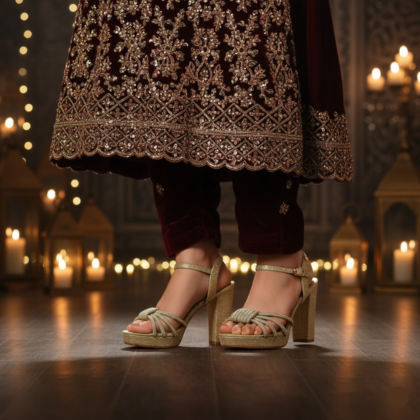 Golden Fancy Bridal Sandal FN6242