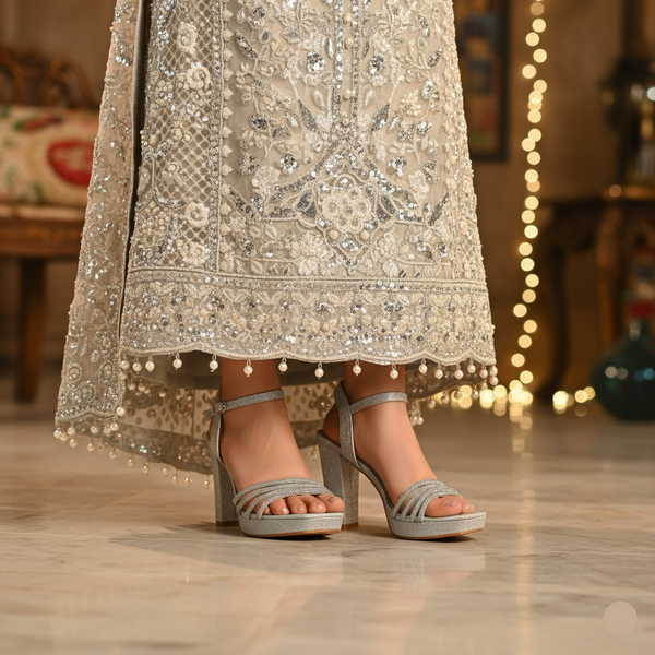 Silver Fancy Bridal Sandal FN6243