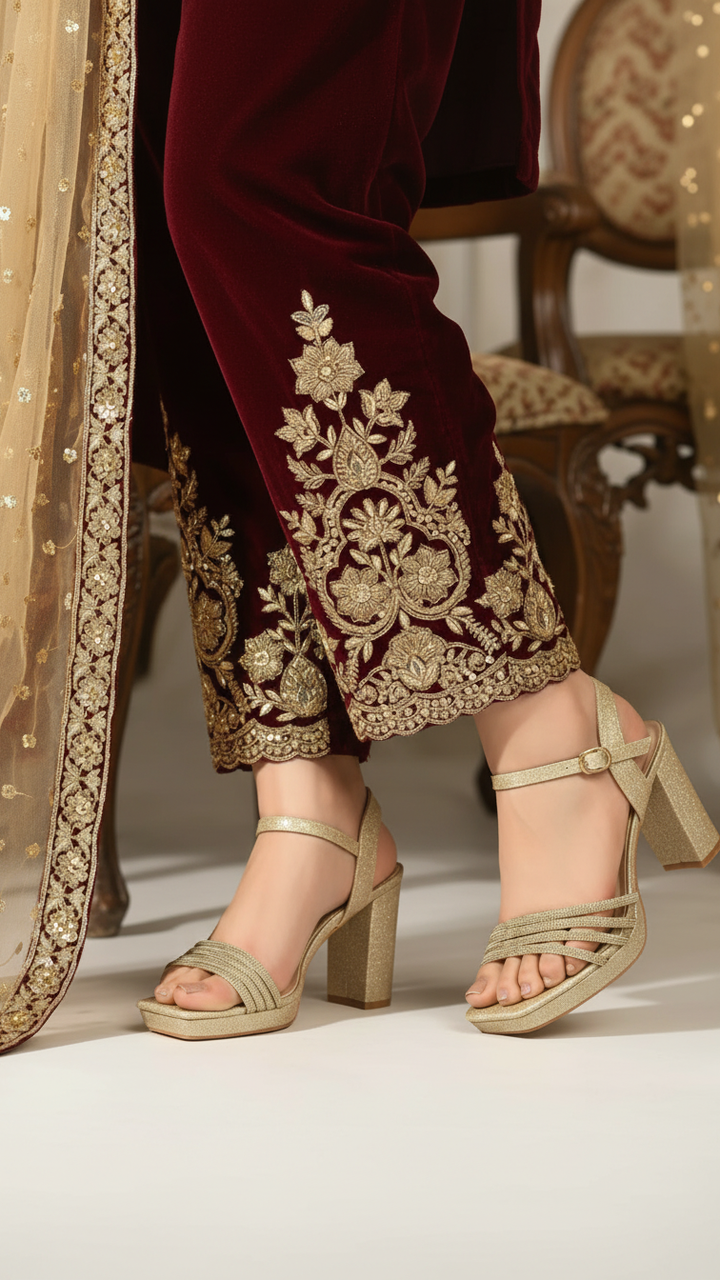 Golden Fancy Bridal Sandal FN6243