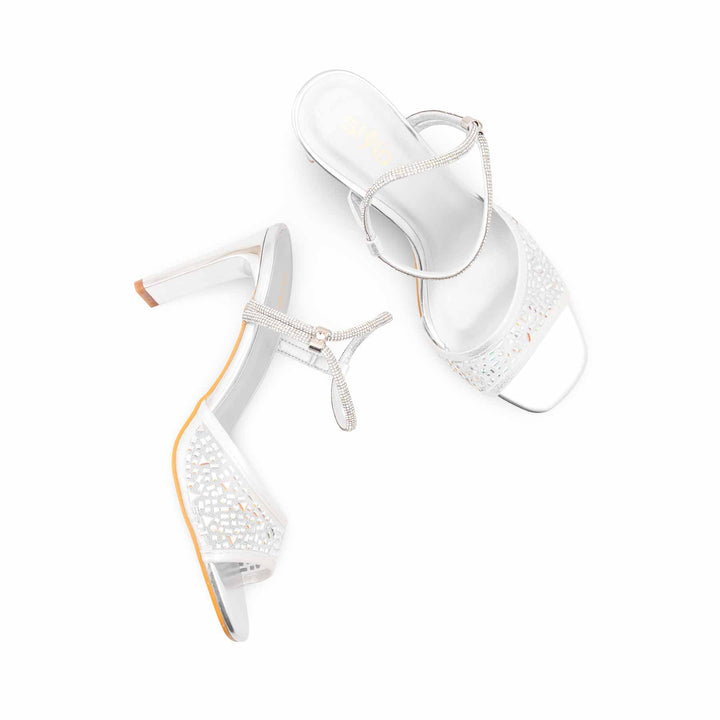 Silver Fancy Sandal For Women FN6244