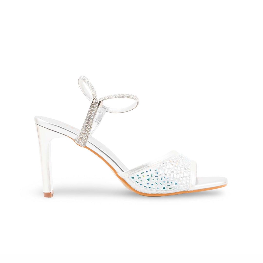 Silver Fancy Sandal For Women FN6244