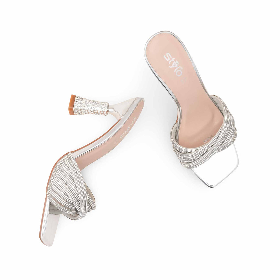 Silver Fancy Sandal For Women FN6246