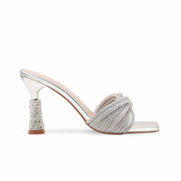 Silver Fancy Slipper For Women FN6246